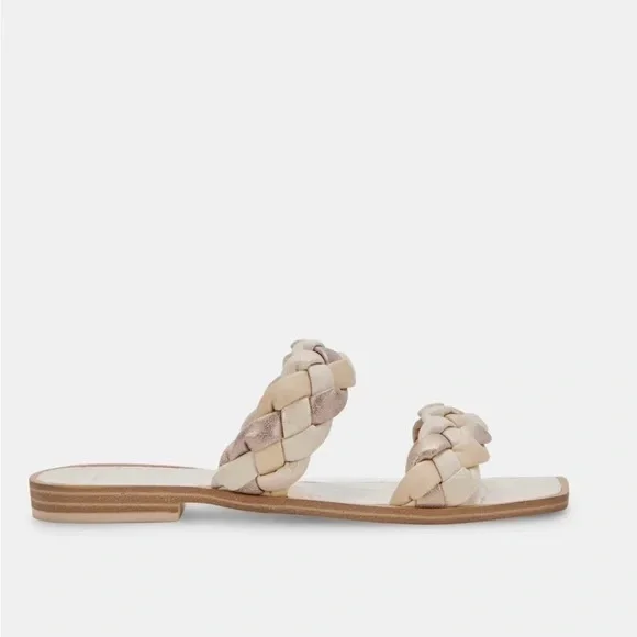 Dolce Vita Braided Cream and Silver Sandals - Picture 2 of 5